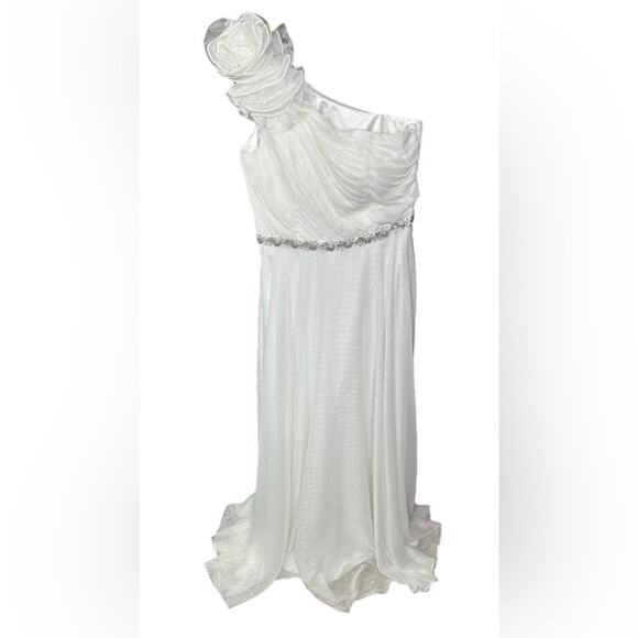 Mac Duggal White A Line Chiffon Long Dress 12 - Picture 2 of 13